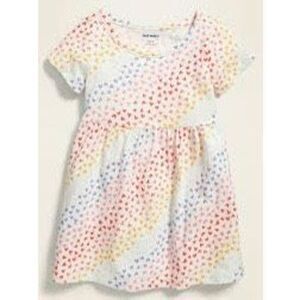 3/$30 OLD NAVY Toddler Girls 12-18 Months Valentine Rainbow Heart Print Knit Dre